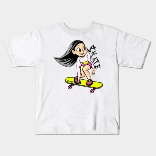 Stoked Skater Girl Kids T-Shirt